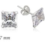 pilelistore 925 Ayar Gümüş Kare Tek Taş Zirkon Küpe - 7 mm