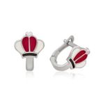 Pilelistore 925 Ayar ?Gümüş Kırmızı Taç Çocuk Küpesi