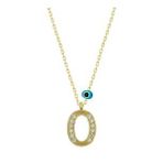 pilelistore 925 Ayar Gümüş Nazar Gold Ö Harfi Kadın Gümüş Kolye