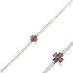 Pilelistore 925 Ayar Gümüş Rose Mistik Topaz Yonca Bileklik