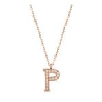 pilelistore 925 Ayar Gümüş Rose P Harfi Kadın Gümüş Kolye