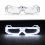 pilelistore Beyaz LED Işıklı Parti Gözlüğü 3 Modlu – Glow & Gece Eğlence Gözlüğü