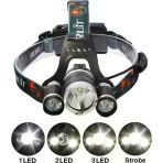 Pilelistore Boruit T6 Kafa Feneri 5000 Lumens 3Xcree Xm-T6+2R5 Lamba Led Kamp Lambası