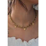 pilelistore Çelik Gold Renk Kalın Zincir Model Kalp Figür Kadın Kolye - TJ-BKO6898
