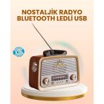 Pilelistore- Eskitme Tasarımlı Ahşap Bluetooth Radyo Led Aydınlatmalı
