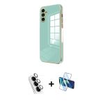Pilelistore™ Galaxy A25 5G Kılıf Yankı Serisi - Siyah 3D Antistatik Cam Ekran Koruyucu + Valdez Metal Kamera Lens - Gs
