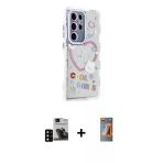 Pilelistore™ Galaxy S24 Ultra Kılıf Ahenk Modern Serisi - Siyah Autokit 5İn1 Fiber Hayalet Polymer Nano Ekran Koruyucu +