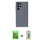 Pilelistore™ Galaxy S24 Ultra Kılıf Ahenk Serisi - Siyah Polymer Nano Ekran Koruyucu + Raze Metal Kamera Lens - Gs
