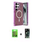 Pilelistore™ Galaxy S24 Ultra Kılıf Eksen Çizgi - Şeffaf 360 Full Body Arka Koruyucu + Raze Metal Kamera Lens - Gs
