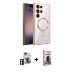 Pilelistore™ Galaxy S24 Ultra Kılıf Nova Işık Özel Seri - Siyah Bilvis Hayalet Cam Ekran Koruyucu + Pvd Metal Kamera Len