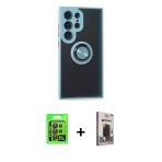 Pilelistore™ Galaxy S24 Ultra Kılıf Yörünge Çizgi - Siyah Bilvis Hayalet Cam Ekran Koruyucu + Raze Metal Kamera Lens - S