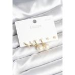 pilelistore Gold Renk Pirinç 925 Ayar Gümüş Çivili Kadın Küpe Seti - TJ-BKP11269