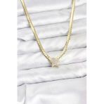 Pilelistore Gold Renk Pirinç Yıldız Zirkon Taşlı Kadın Kolye - Tj-Bko10793