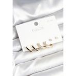 pilelistore Gold Renk Pirinç Zirkon Taşlı 925 Ayar Gümüş Çivili Kadın Küpe Seti - TJ-BKP11270