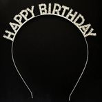 pilelistore Gümüş Kristal Taşlı Happy Birthday Doğum Günü Tacı İthal Ürün 17x16 cm