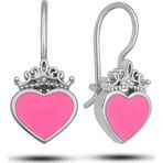 Pilelistore Gümüş Pembe Kalp Sallantılı Çocuk Küpe