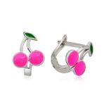 Pilelistore Gümüş Pembe Kiraz Çocuk Küpesi