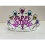 pilelistore Gümüş Renk Happy Birthday Yazılı Doğum Günü Tacı 60 cm