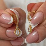 pilelistore Gümüş Sallantılı Gold Damla Kadın Küpe