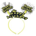 pilelistore Happy Birthday Püsküllü Neon Sarı Renk Doğum Günü Tacı 22x19 cm