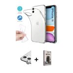 Pilelistore™ İphone 11 Kılıf Zirve Doku - Siyah Bilvis Hayalet Cam Ekran Koruyucu + Raze Metal Kamera Lens - Gs