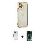 Pilelistore™ İphone 12 Pro Kılıf Çekirdek Klasik Serisi - Şeffaf 360 Full Body Arka Koruyucu + Shine Kamera Lens - Gs