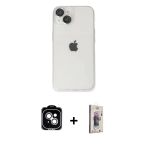 Pilelistore™ İphone 14 Kılıf Ufuk Minimal Özel Seri - Siyah Bilvis 3D Cam Ekran Koruyucu + Pvd Metal Kamera Lens - Gs
