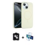Pilelistore™ İphone 14 Kılıf Yankı Form Serisi - Siyah 3D Antistatik Cam Ekran Koruyucu + Pvd Metal Kamera Lens - Gs