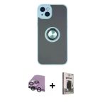 Pilelistore™ İphone 14 Kılıf Yörünge Çizgi - Siyah Bilvis Hayalet Cam Ekran Koruyucu + Raze Metal Kamera Lens - Gs