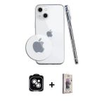 Pilelistore™ İphone 14 Kılıf Zirve Doku - Siyah Bilvis 3D Cam Ekran Koruyucu + Pvd Metal Kamera Lens - Gs