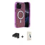 Pilelistore™ İphone 14 Pro Max Kılıf Eksen Çizgi - Şeffaf Pasifik Cam Ekran Koruyucu + Raze Metal Kamera Lens - Gs