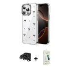 Pilelistore™ İphone 14 Pro Max Kılıf Yörünge Form - Şeffaf Pasifik Cam Ekran Koruyucu + Raze Metal Kamera Lens - Gs