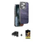 Pilelistore™ İphone 15 Pro Kılıf Atlas Minimal Özel Seri - Siyah Buffer Cam Ekran Koruyucu + Raze Metal Kamera Lens - Gs