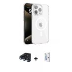 Pilelistore™ İphone 15 Pro Kılıf Doruk Doku Özel Seri - Siyah Bilvis 0.18Mm Plus Cam Ekran Koruyucu + Raze Metal Kamera