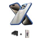 Pilelistore™ İphone 15 Pro Kılıf Nova Işık Serisi - Siyah Bilvis 3D Cam Ekran Koruyucu + Raze Metal Kamera Lens - Gs