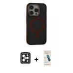 Pilelistore™ İphone 15 Pro Max Kılıf Ahenk Form Serisi - Şeffaf Pasifik Cam Ekran Koruyucu + Pvd Metal Kamera Lens - Sh