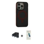 Pilelistore™ İphone 15 Pro Max Kılıf Ahenk Form Serisi - Şeffaf Pasifik Cam Ekran Koruyucu + Raze Metal Kamera Lens - Lt