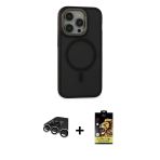 Pilelistore™ İphone 15 Pro Max Kılıf Ahenk Form Serisi - Siyah Buffer Cam Ekran Koruyucu + Raze Metal Kamera Lens - Gs