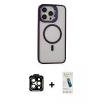 Pilelistore™ İphone 15 Pro Max Kılıf Ahenk Klasik Özel Seri - Şeffaf Pasifik Cam Ekran Koruyucu + Pvd Metal Kamera Lens
