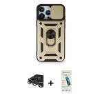 Pilelistore™ İphone 15 Pro Max Kılıf Ahenk Klasik - Şeffaf Pasifik Cam Ekran Koruyucu + Raze Metal Kamera Lens - Gs