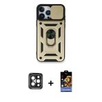 Pilelistore™ İphone 15 Pro Max Kılıf Ahenk Klasik - Siyah Buffer Hayalet Cam Ekran Koruyucu + Pvd Metal Kamera Lens - Sh
