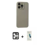 Pilelistore™ İphone 15 Pro Max Kılıf Ahenk Serisi - Şeffaf Pasifik Cam Ekran Koruyucu + Pvd Metal Kamera Lens - Gs
