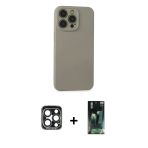 Pilelistore™ İphone 15 Pro Max Kılıf Ahenk Serisi - Siyah 360 Mat Full Body Arka Koruyucu + Pvd Metal Kamera Lens - Lt