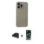 Pilelistore™ İphone 15 Pro Max Kılıf Ahenk Serisi - Siyah 360 Mat Full Body Arka Koruyucu + Raze Metal Kamera Lens - Tmg