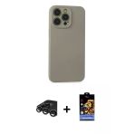 Pilelistore™ İphone 15 Pro Max Kılıf Ahenk Serisi - Siyah Buffer Hayalet Cam Ekran Koruyucu + Raze Metal Kamera Lens - T