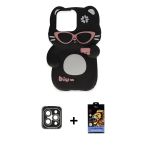 Pilelistore™ İphone 15 Pro Max Kılıf Akış Yansıma - Siyah Buffer Hayalet Cam Ekran Koruyucu + Pvd Metal Kamera Lens - Gı