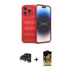 Pilelistore™ İphone 15 Pro Max Kılıf Atlas Koleksiyonu - Siyah Buffer Cam Ekran Koruyucu + Raze Metal Kamera Lens - Gs