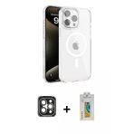 Pilelistore™ İphone 15 Pro Max Kılıf Doruk Doku Özel Seri - Siyah Polymer Nano Ekran Koruyucu + Pvd Metal Kamera Lens -