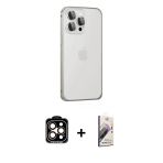 Pilelistore™ İphone 15 Pro Max Kılıf Eksen Form Serisi - Siyah Bilvis 3D Mat Cam Ekran Koruyucu + Pvd Metal Kamera Lens