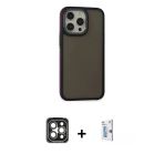 Pilelistore™ İphone 15 Pro Max Kılıf Eksen Işık - Siyah Bilvis 0.18Mm Plus Cam Ekran Koruyucu + Pvd Metal Kamera Lens -